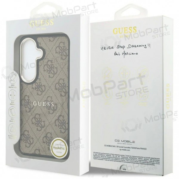 Obal na Samsung Galaxy S26 - Guess PU Leather 4G Gold Frame Magnetic (hnědý)
