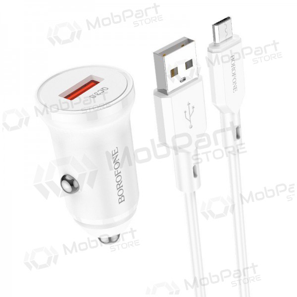 Nabíječka automobilinis Borofone BZ18 Quick Charge 3.0 18W + MicroUSB (bílý)