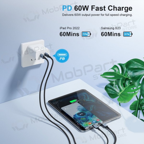 USB kabel Choetech XCC-1015 USB-C to USB-C PD60W 2.0m černá