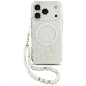 Obal Apple iPhone 18 Pro -Guess IML Flowers Allover Strap MagSafe-