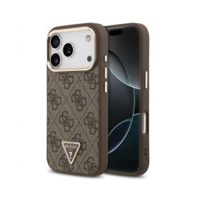 Apple iPhone 18 Pro Max obal - Guess PU Leather 4G Strass Triangle Logo Gold Frame MagSafe