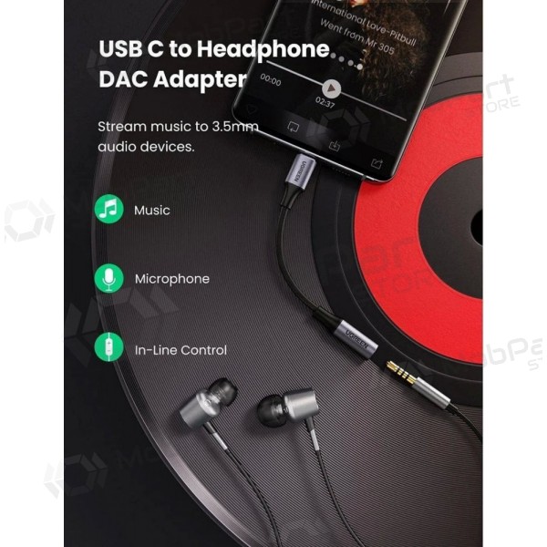 Audio adaptér Ugreen AV161 USB-C na 3.5 mm šedý