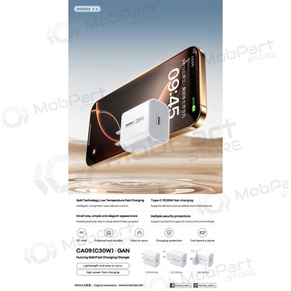 Nabíječka telefonu Remax CA09 30 W USB-C bílá