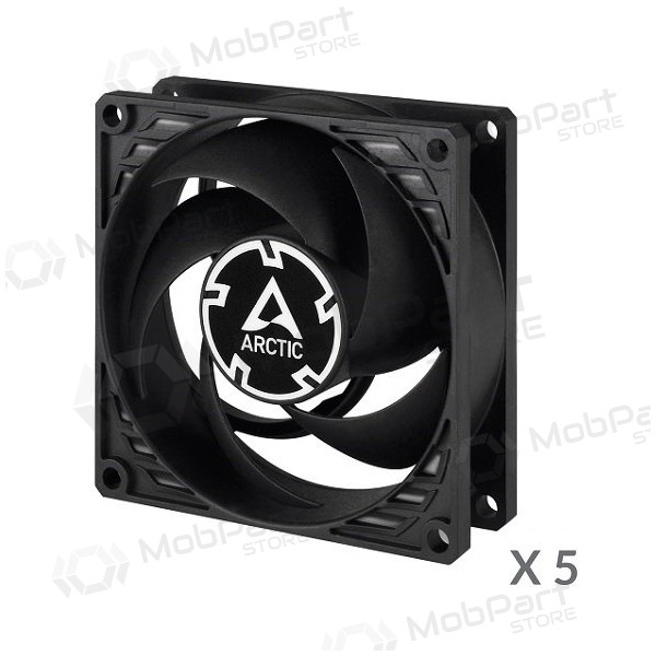 ARCTIC P8 Silent ypač tylūs korpuso ventiliatoriai, 3-pin, 80mm, juodi, 5 ks.