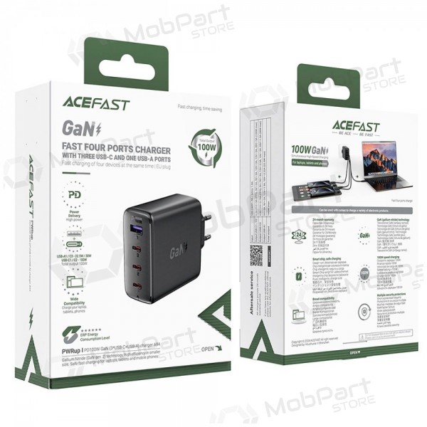 Nabíječka telefonu Acefast A94 100 W GaN 3x USB-C + USB-A černá