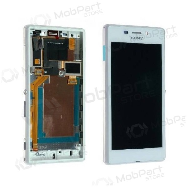 Sony Xperia M2 D2303 / M2 D2305 / M2 Aqua D2403 displej (bílý) (s rámem) (service pack) (originál)