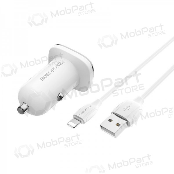 Nabíječka automobilinis Borofone BZ12 USB + Lightning (2.4A) (bílý)