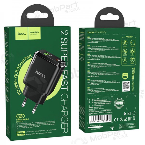 Nabíječka Hoco N5 USB Quick Charge 3.0 + PD 20W (3.1A) (černá)