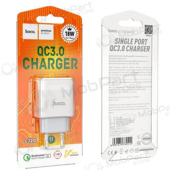 Nabíječka HOCO C72Q Glorious USB (QC3.0) (bílý)
