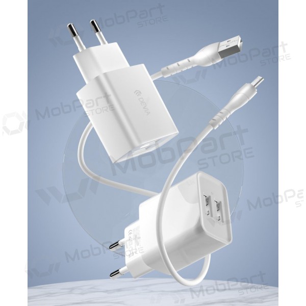 Nabíječka Devia Smart x 2 USB (2.4A) + MicroUSB, (bílý)