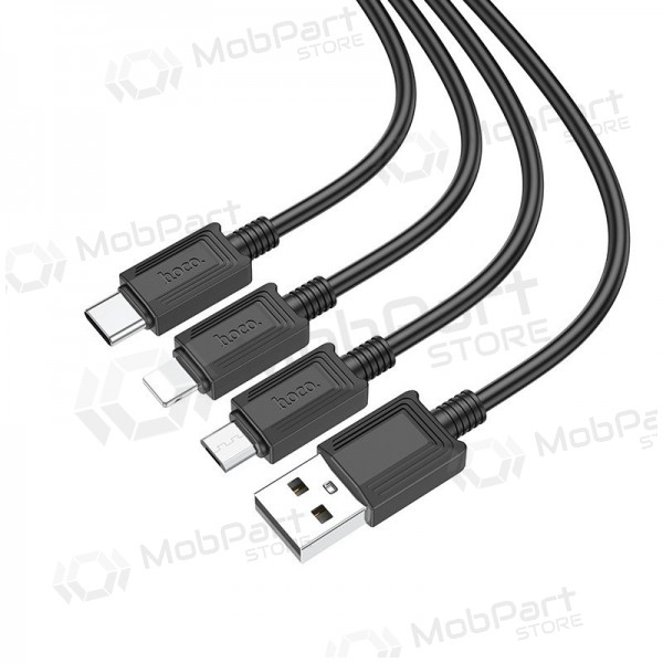 USB kabel Hoco X74 3in1 microUSB-Lightning-Type-C 1.0m (černá)