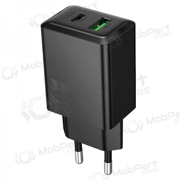 Nabíječka telefonu Hoco N71 30 W GaN USB-C + USB-A černá