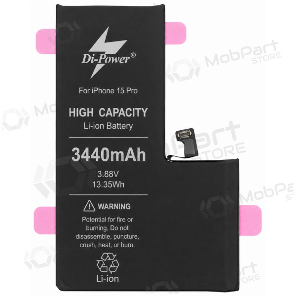 Baterie Apple iPhone 15 Pro, akumulátor Di-Power 3440 mAh (zvýšená kapacita)