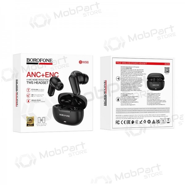 Bezdrátová sluchátka Borofone BW96 Bluetooth ANC+ENC USB-C černá