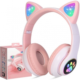 Bezdrátová sluchátka Cat Glow na uši s mikrofonem USB-C + 3,5 mm