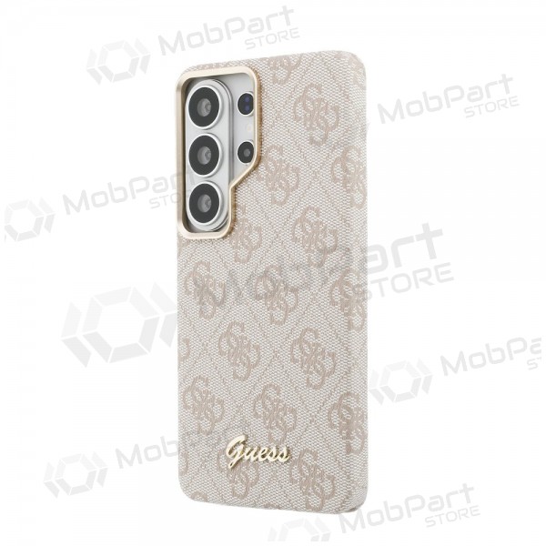 Samsung Galaxy S26 Ultra obal - Guess PU 4G Script Metal Logo Magnetic (růžový)