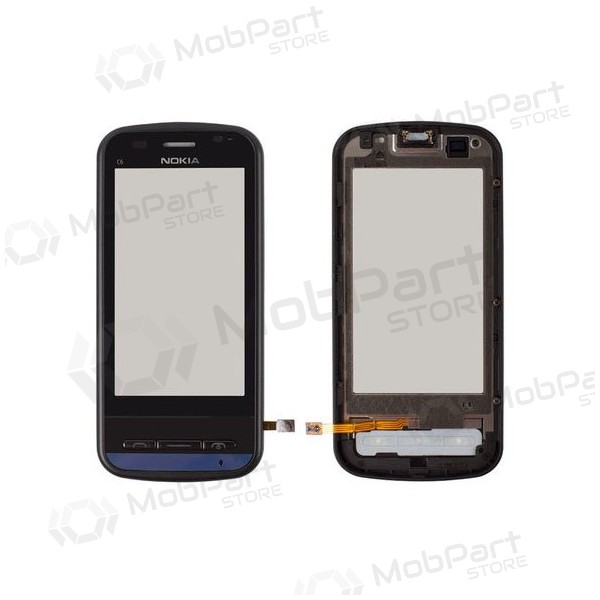 Nokia c6-00 dotykové sklo (s rámečkem) (černé)