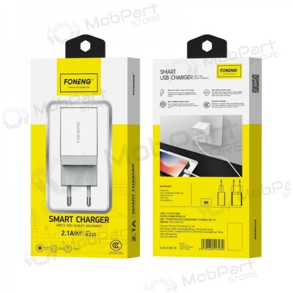 Nabíječka telefonu Foneng K210 10 W USB-A bílá