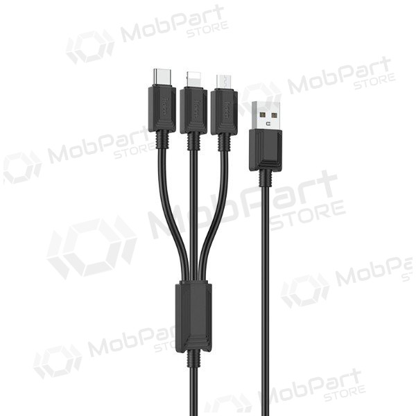 USB kabel Hoco X74 3in1 microUSB-Lightning-Type-C 1.0m (černá)