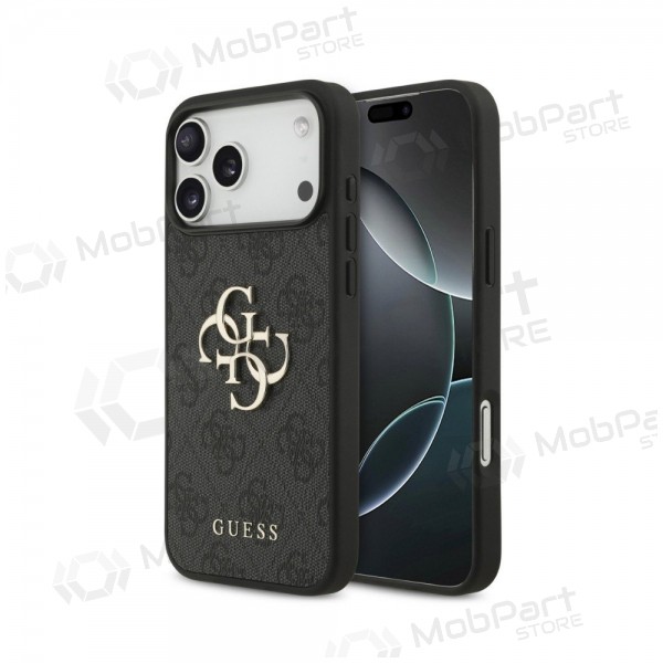 Obal Apple iPhone 18 Pro Max - Guess PU 4G Metal Logo (šedý)
