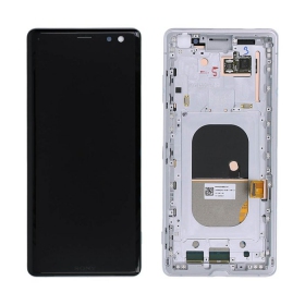 Sony Xperia XZ3 H8416 / H9436 displej (bílý) (s rámem) (použitý grade A, originál)