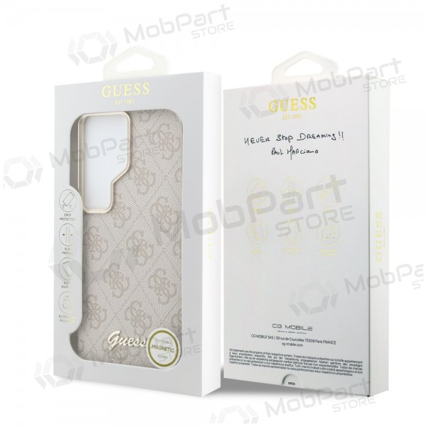 Samsung Galaxy S26 Ultra obal - Guess PU 4G Script Metal Logo Magnetic (růžový)