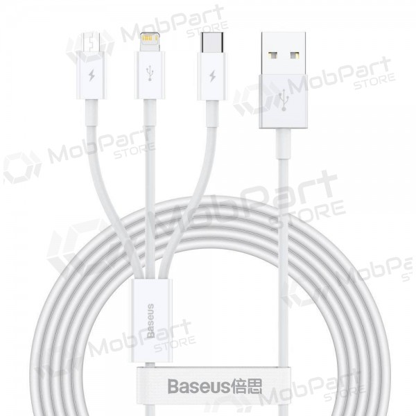 Kabel Baseus Superior USB - microUSB+Lightning+Type-C 3.5A 1.5m (bílý) CAMLTYS-02