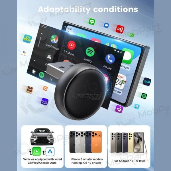 CarPlay adaptér Carlinkit Mini Ultra3 bezdrátový Android Auto černý