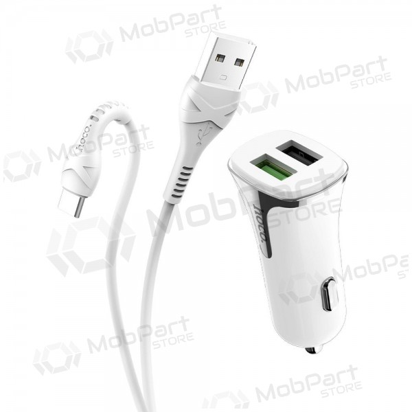 Nabíječka automobilinis Hoco Z31 Quick Charge 3.0 (3.4A) x 2 USB + Type-C (bílý)