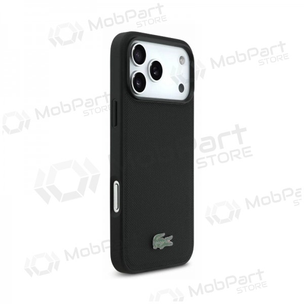 Apple iPhone 18 Pro Max obal - Lacoste PVC Petit Pique Semi Wrap Embossed MagSafe (černý)