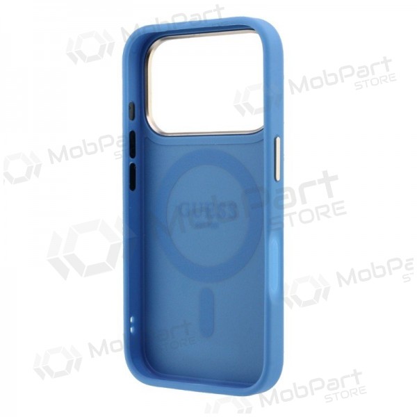 Apple iPhone 18 Pro obal - Guess PU 4G Ring Stand MagSafe (modrý)