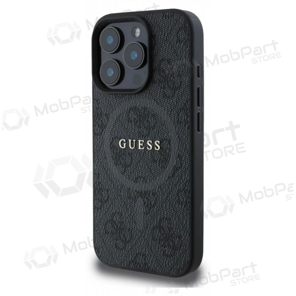 Apple iPhone 16 Pro Max obal - Guess PU Leather 4G Colored Ring MagSafe (černý)