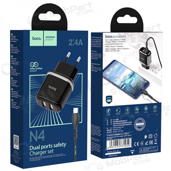 Nabíječka Hoco N4 + Type-C (2.4A) (černá)
