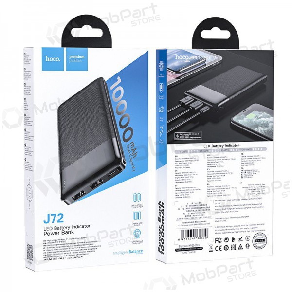 Externí baterie Power Bank Hoco J72 10000mAh černá
