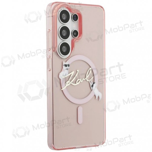 Samsung Galaxy S26 Ultra obal - Karl Lagerfeld IML Choupette Karl Script Logo Magnetic (růžový)