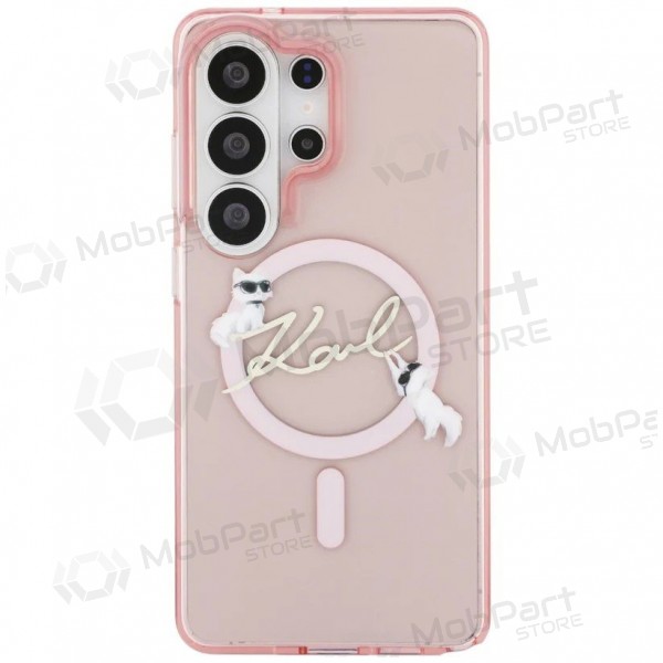 Samsung Galaxy S26 Ultra obal - Karl Lagerfeld IML Choupette Karl Script Logo Magnetic (růžový)