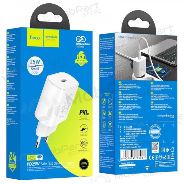 Nabíječka telefonu Hoco N22 25 W USB-C bílá