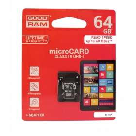 Paměťová karta GOODRAM MicroSD 64Gb (class 10) + SD adapter