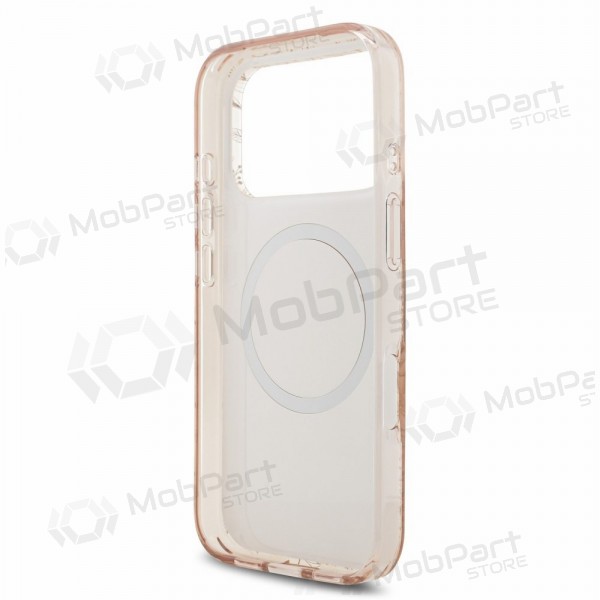 Obal Apple iPhone 18 Pro -Guess IML Flowers Allover Strap MagSafe- (růžový)
