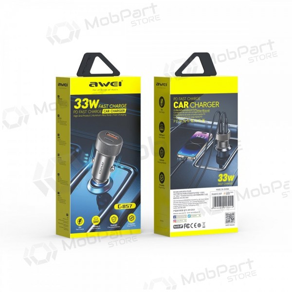 Nabíječka do auta Awei C-857 33W USB-C/USB-A černá