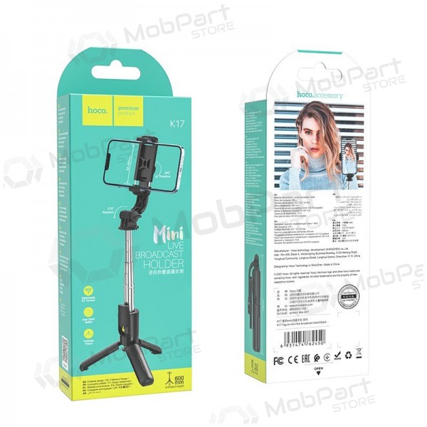 Selfie tyč Hoco K17 Mini su trikojo funkcija černá