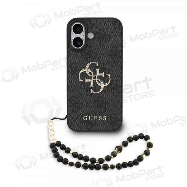 Apple iPhone 17 obal - Guess PU 4G Metal Logo Strap (černý)
