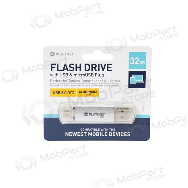 Stick Platinet 32GB OTG USB 2.0 + microUSB (stříbrný)