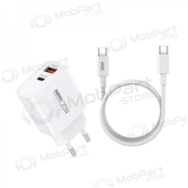Nabíječka telefonu Remax RP-U120 20 W USB-C + USB-A s kabelem USB-C 1 m bílá