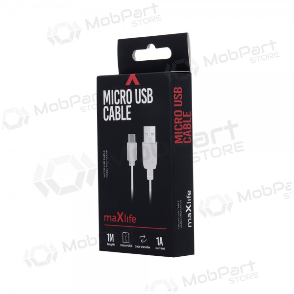 USB kabel Maxlife microUSB (bílý) 1.0m