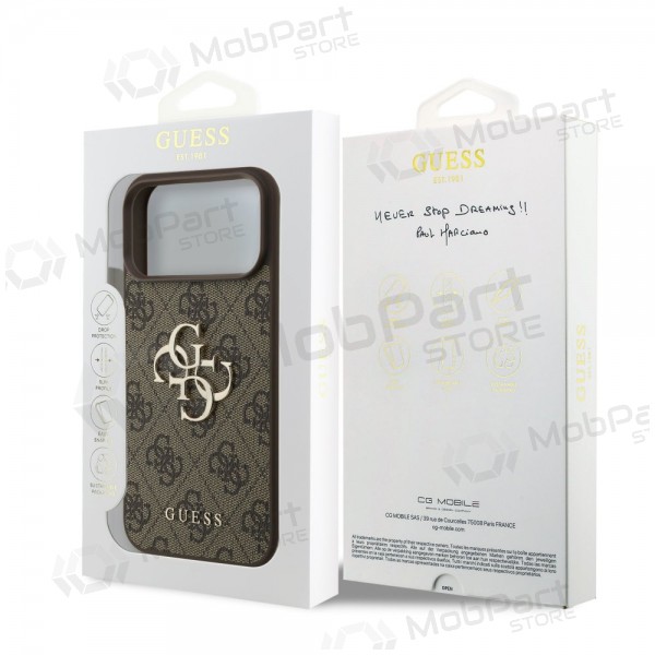 Obal Apple iPhone 17 Pro Max - Guess PU 4G Metal Logo (hnědý)