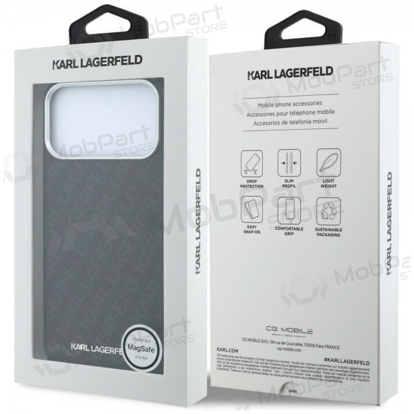 Obal Apple iPhone 18 Pro -Karl Lagerfeld PU Grained Allover Semi Wrap MagSafe- (černý)