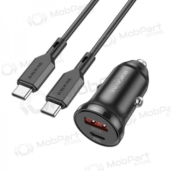 Nabíječka automobilinis Borofone BZ18A USB-A/Type-C PD20W+QC3.0 + Type-C (černá)