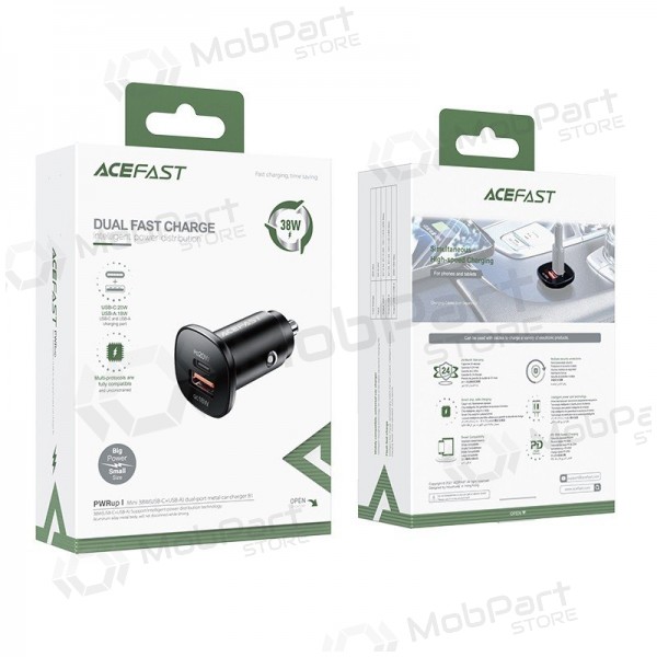 Nabíječka automobilinis Acefast B1 Mini 38W USB-C+USB-A černá