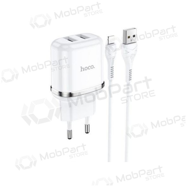 Nabíječka HOCO N4 Aspiring Dual USB + type-C kabel (5V 2.4A) (bílý)